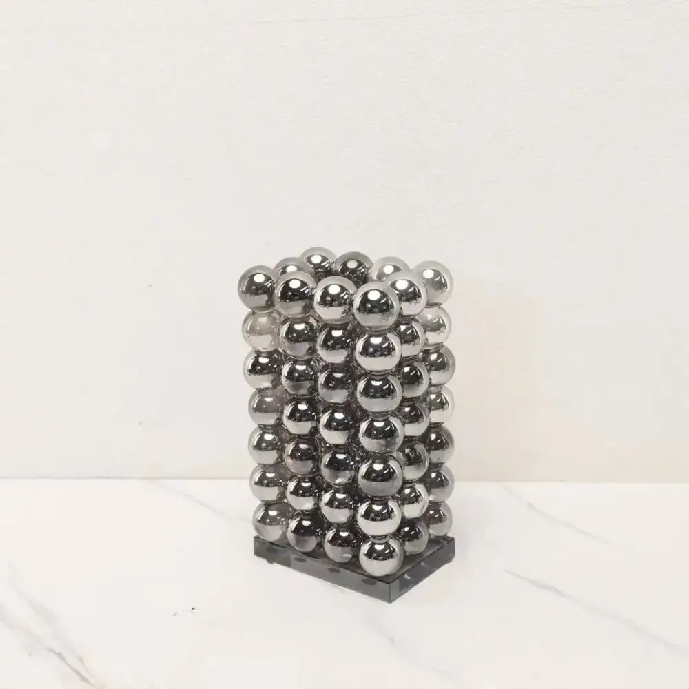 Modern chrome geometric crystal ball glass vase living room decor