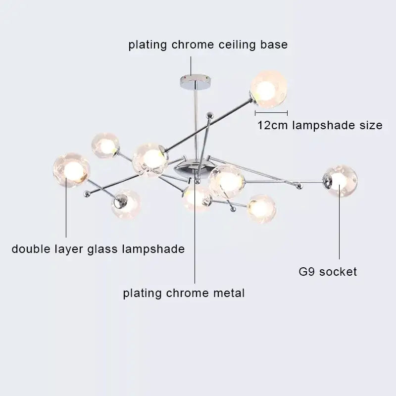 Modern chrome glass ball led chandelier – dining room pendant light