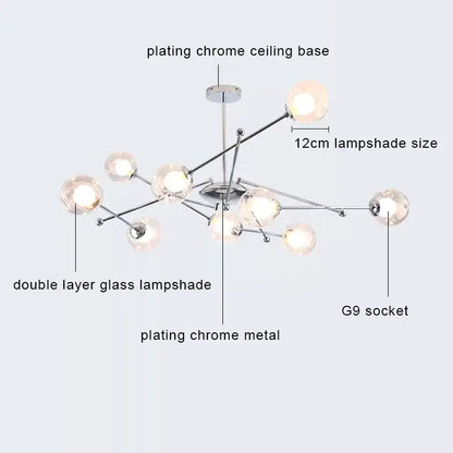 Modern chrome glass ball led chandelier – dining room pendant light