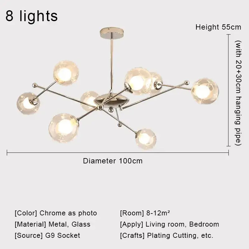 Modern chrome glass ball led chandelier – dining room pendant light