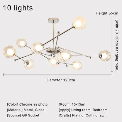 Modern chrome glass ball led chandelier – dining room pendant light