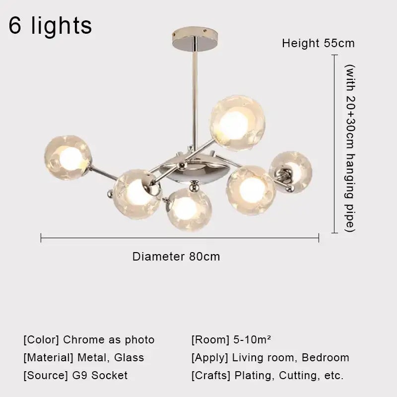 Modern chrome glass ball led chandelier – dining room pendant light