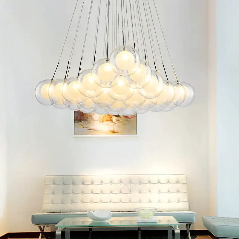 Modern chrome glass ball led chandelier for living room dining room