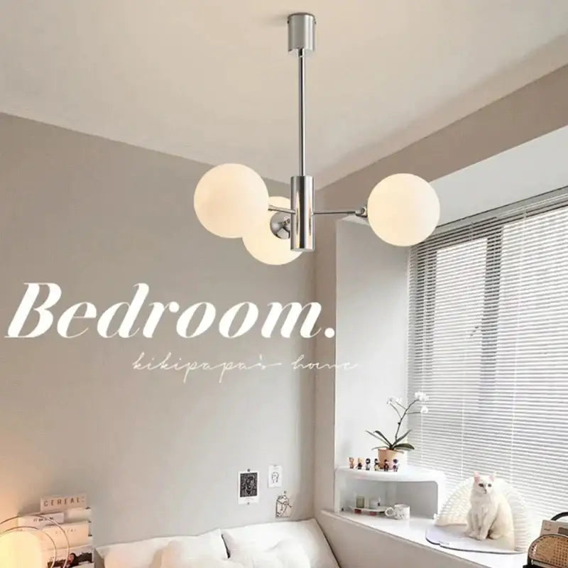 Modern chrome glass ball led chandelier for living room lighting