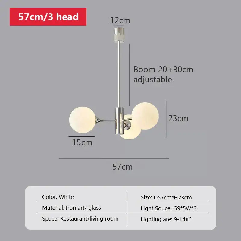 Modern chrome glass ball led chandelier for living room lighting