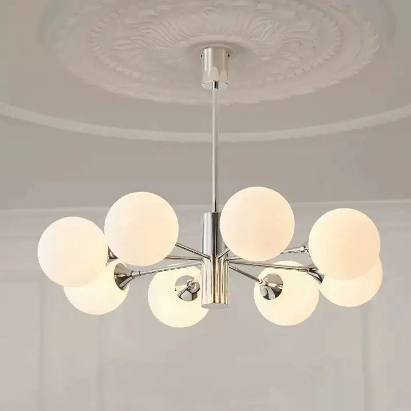 Modern chrome glass ball led chandelier for living room lighting
