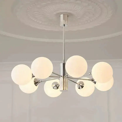 Modern chrome glass ball led chandelier for living room lighting