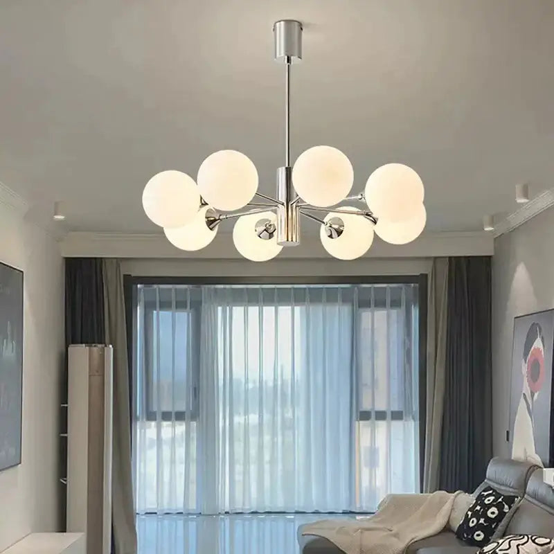 Modern chrome glass ball led chandelier for living room lighting