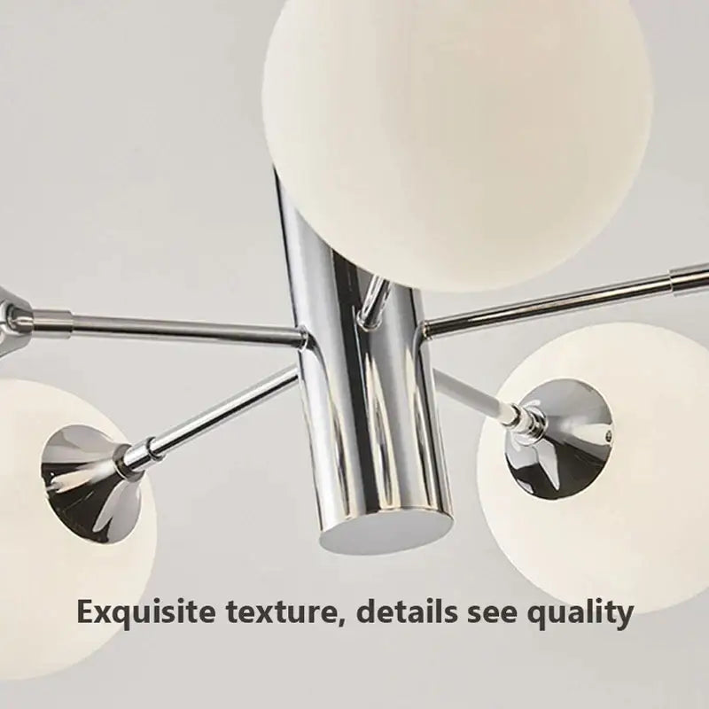 Modern chrome glass ball led chandelier for living room lighting