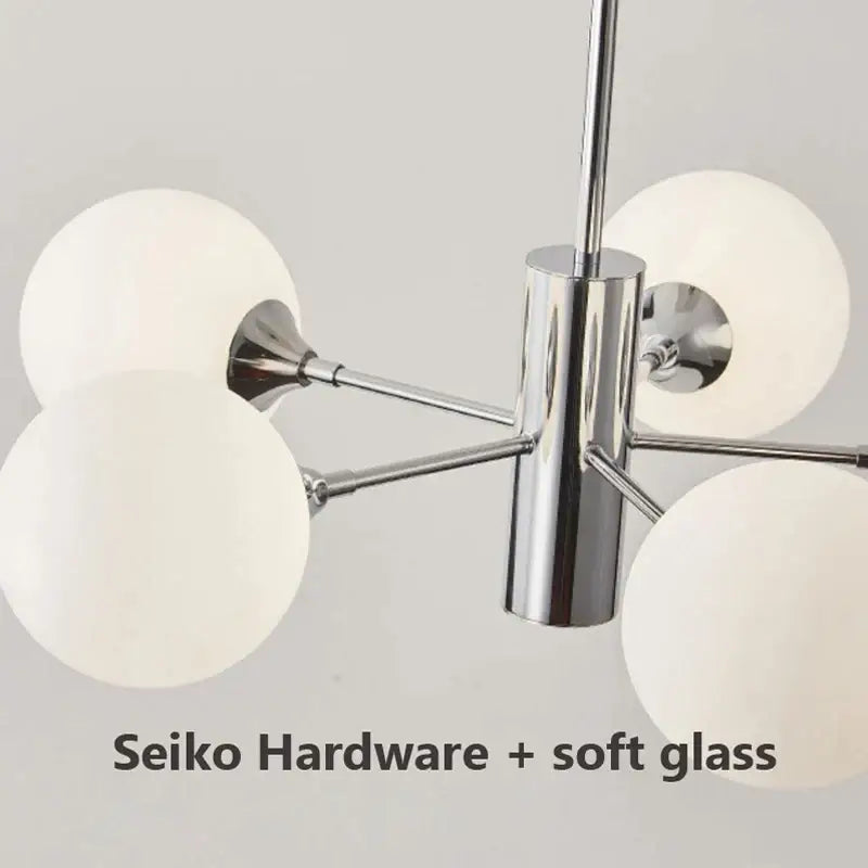 Modern chrome glass ball led chandelier for living room lighting