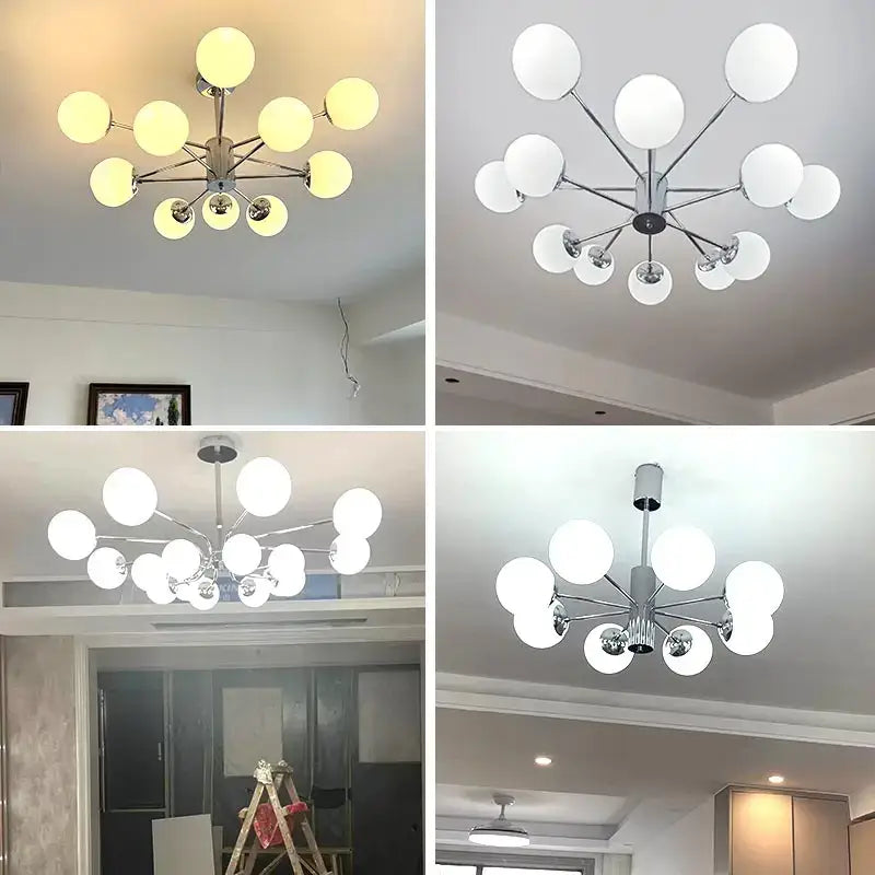 Modern chrome glass ball led chandelier living room light