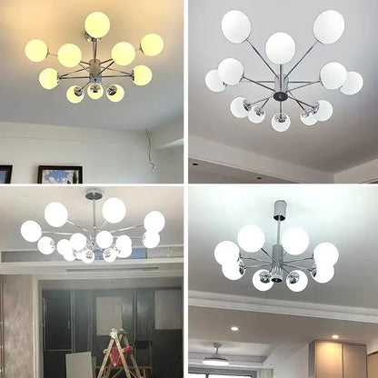 Modern chrome glass ball led chandelier living room light