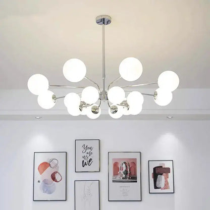 Modern chrome glass ball led chandelier living room light
