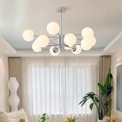Modern chrome glass ball led chandelier living room light