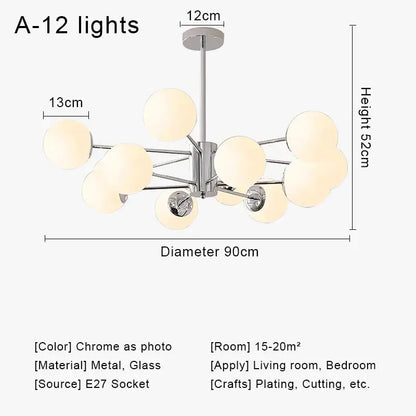 Modern chrome glass ball led chandelier living room light
