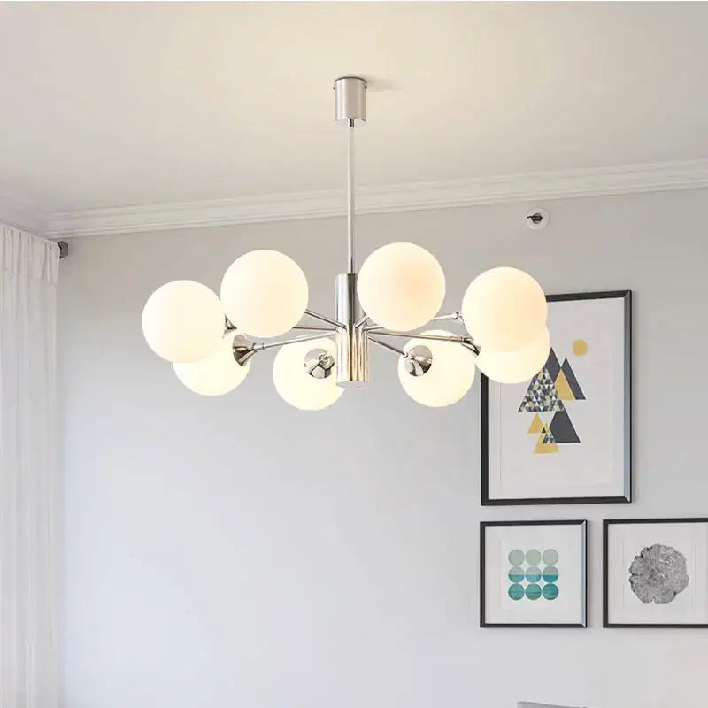 Modern chrome glass ball led chandelier living room light