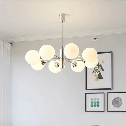 Modern chrome glass ball led chandelier living room light