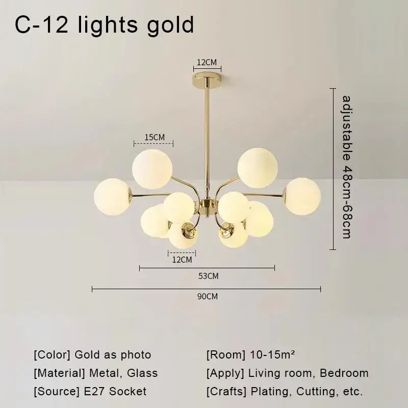 Modern chrome glass ball led chandelier living room light