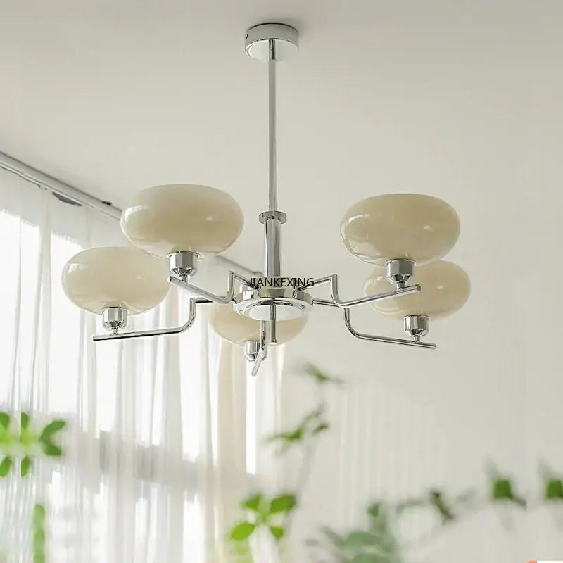 Modern chrome glass ball pendant chandelier for bedroom