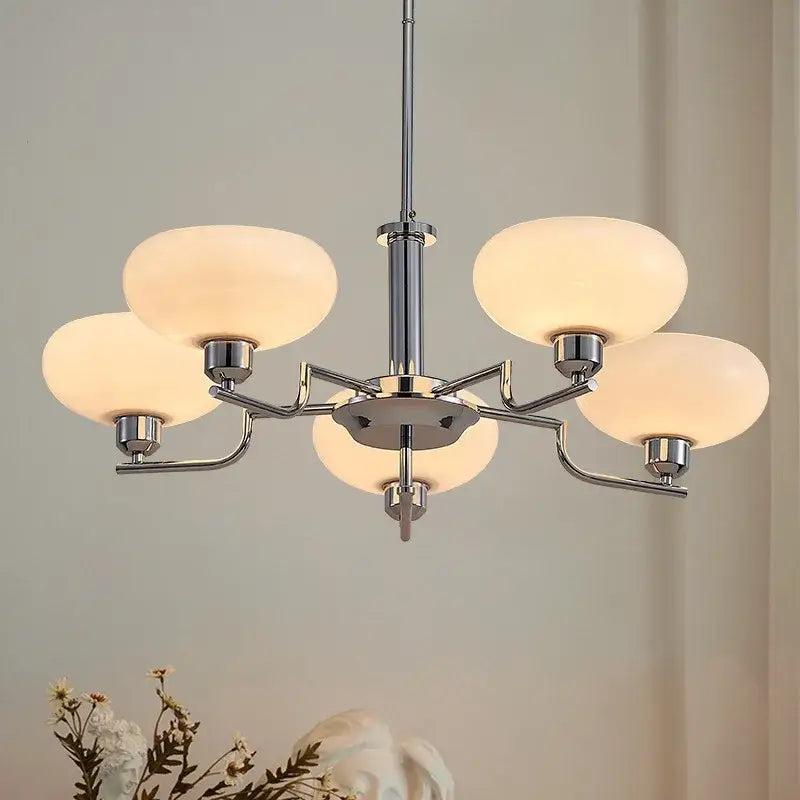Modern chrome glass ball pendant chandelier for bedroom