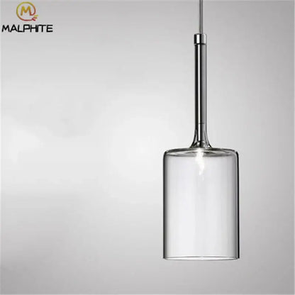 Modern chrome glass bottle pendant light for dining room