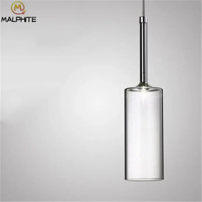 Modern chrome glass bottle pendant light for dining room