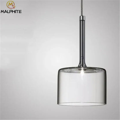 Modern chrome glass bottle pendant light for dining room