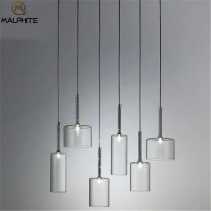 Modern chrome glass bottle pendant light for dining room