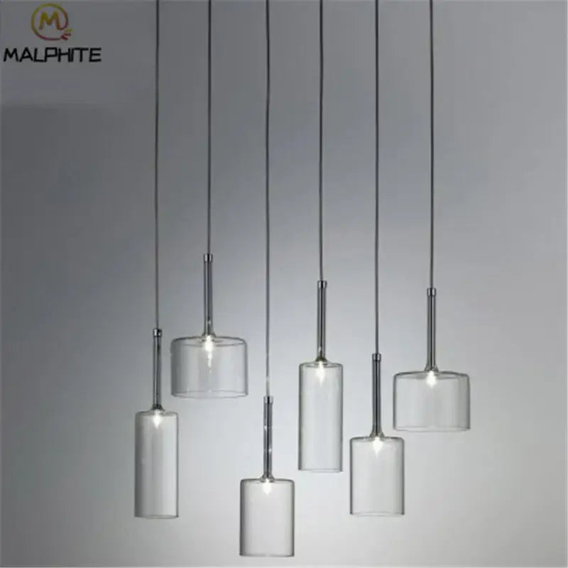 Modern chrome glass bottle pendant light for dining room