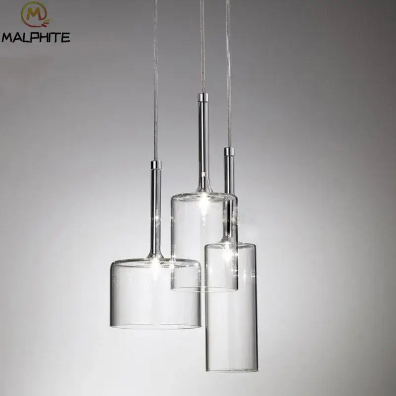 Modern chrome glass bottle pendant light for dining room