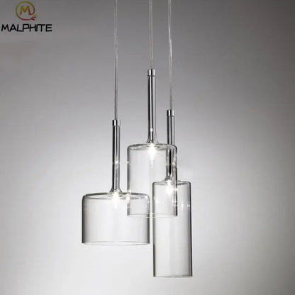 Modern chrome glass bottle pendant light for dining room