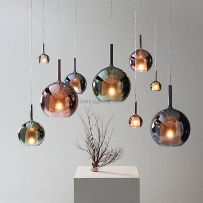 Modern chrome glass bubble pendant lights dining room chandelier