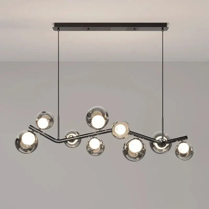 Modern chrome glass globe chandelier – dining room branching light
