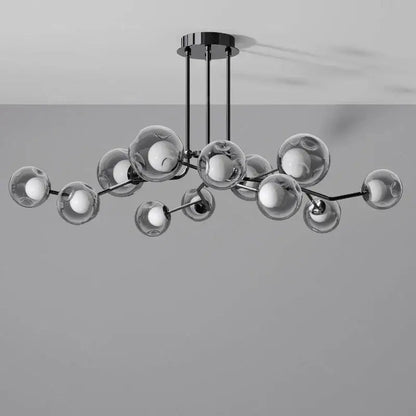 Modern chrome glass globe chandelier – dining room branching light