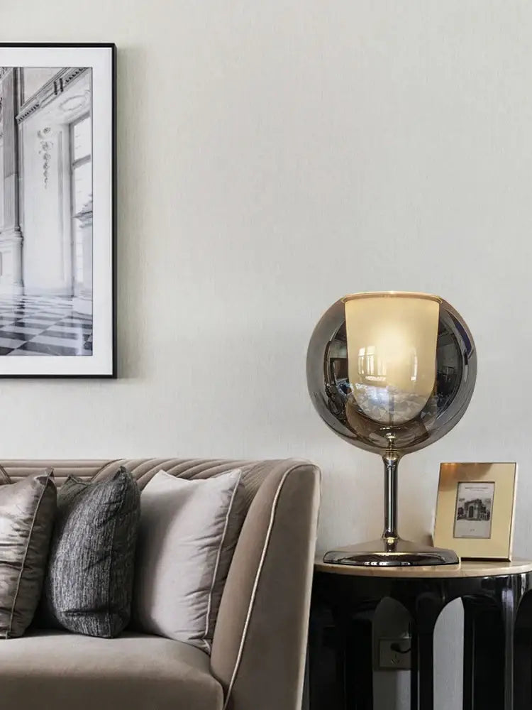 Modern chrome glass gold table lamp for living room luxury glow