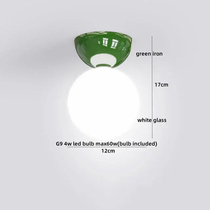 Modern chrome glass iron led ceiling light bedroom globe fixture