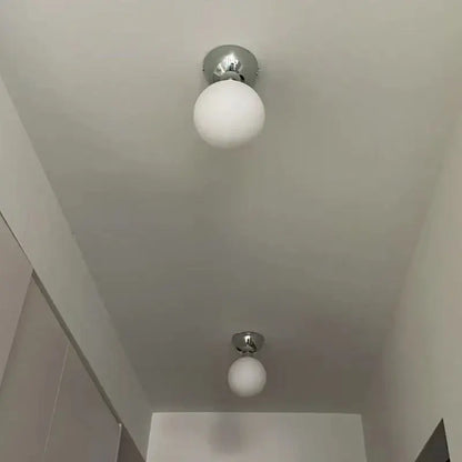 Modern chrome glass iron led ceiling light bedroom globe fixture