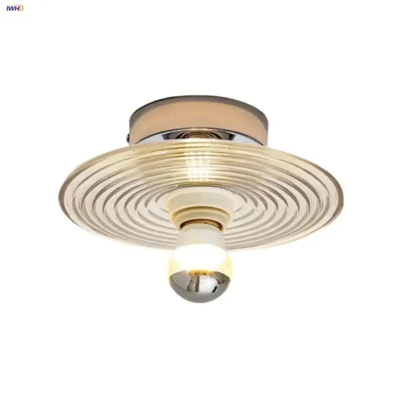 Modern chrome glass led ceiling light bedroom frosted ribbed lamp