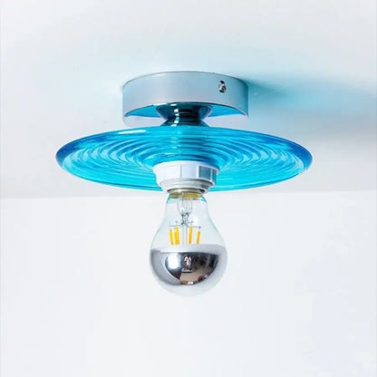 Modern chrome glass led ceiling light bedroom frosted ribbed lamp