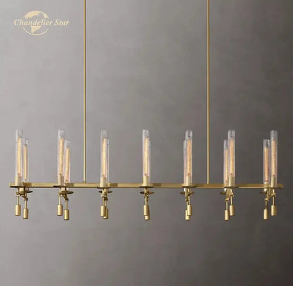 Modern chrome glass led linear chandelier for dining room