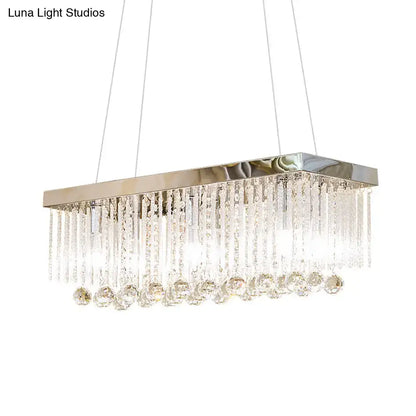 Modern chrome glass rod island lighting kitchen chandelier