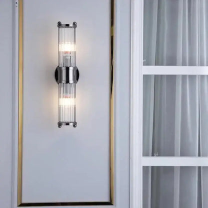 Modern chrome glass rod wall sconce – bathroom vanity lights
