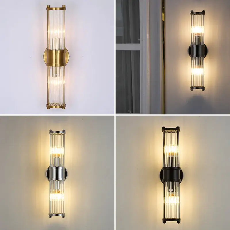 Modern chrome glass rod wall sconce – bathroom vanity lights