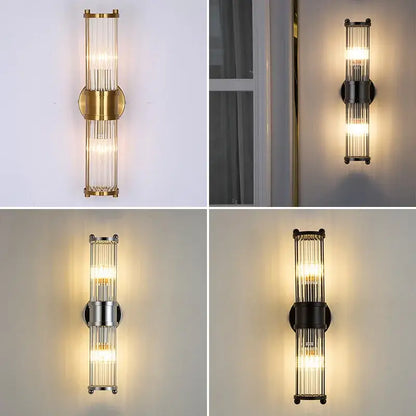 Modern chrome glass rod wall sconce – bathroom vanity lights