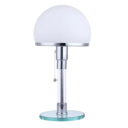 Modern chrome glass table lamp bedroom frosted dome light