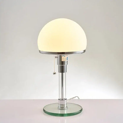 Modern chrome glass table lamp bedroom frosted dome light