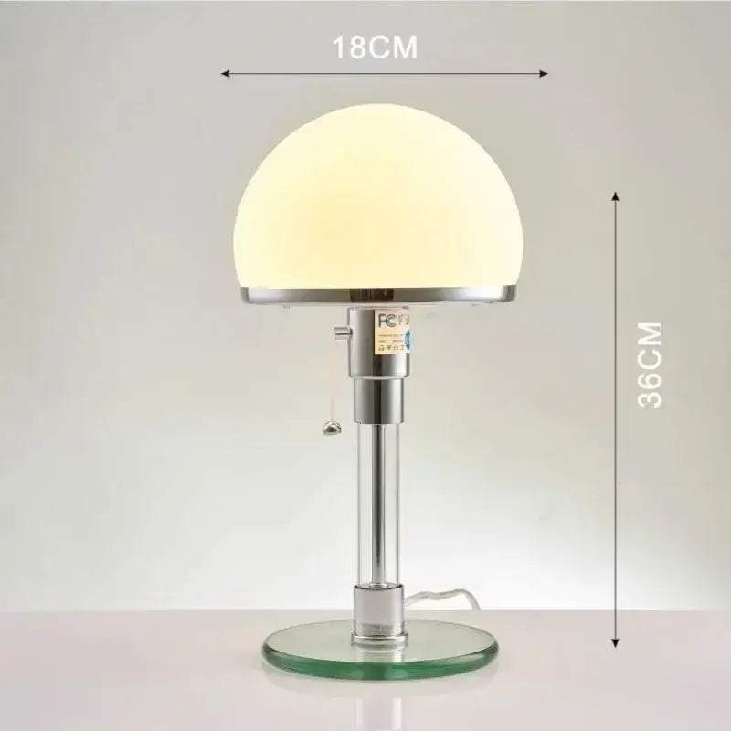 Modern chrome glass table lamp bedroom frosted dome light