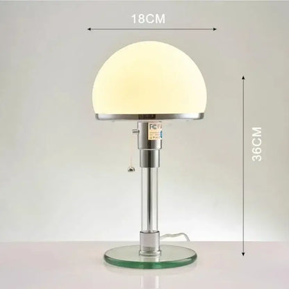 Modern chrome glass table lamp bedroom frosted dome light