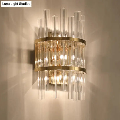 Modern chrome & gold crystal prism sconce wall lamp living room