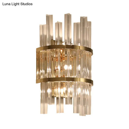 Modern chrome & gold crystal prism sconce wall lamp living room
